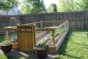 raised vegetable garden fence and gate