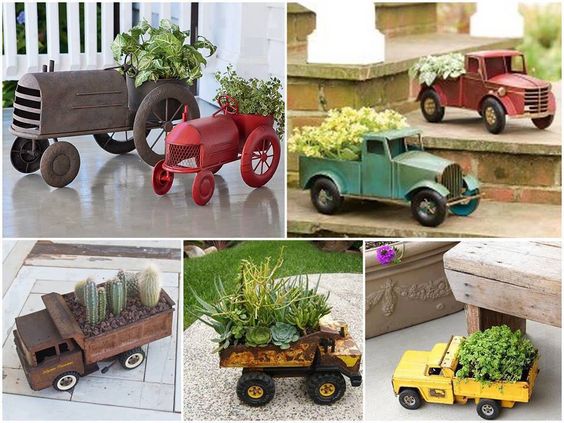Recycle Old Truck Toys and Turn Them into Miniature Gardens