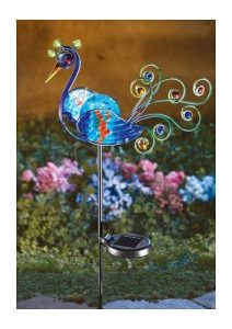 glass peacock decorative garden stakes
