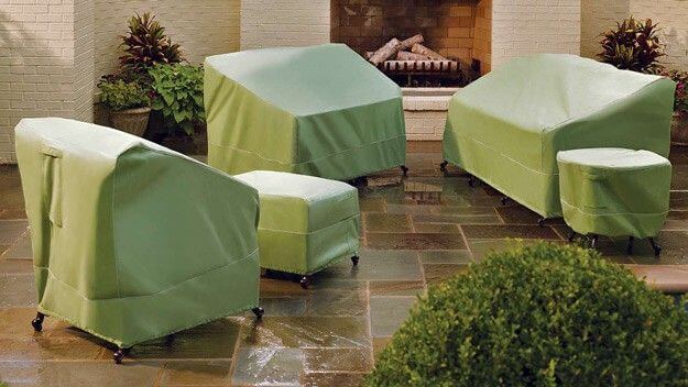 1 garden furniture items covered for winter