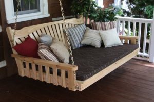 1 large porch swing with comfortable pillows