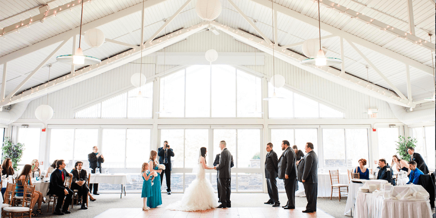 wedding ceremony in an atrium