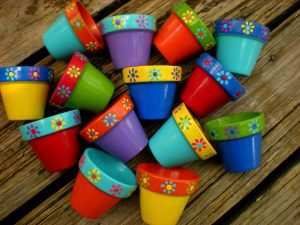 1 colorful flower pots