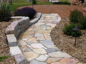 1 stone walkway in backyard