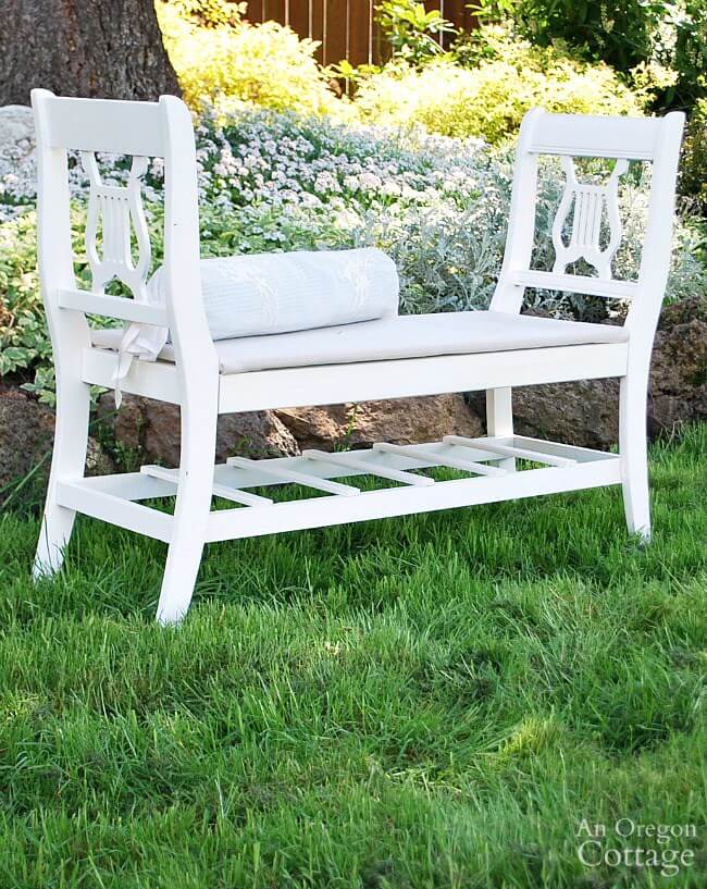 white wood garden bench