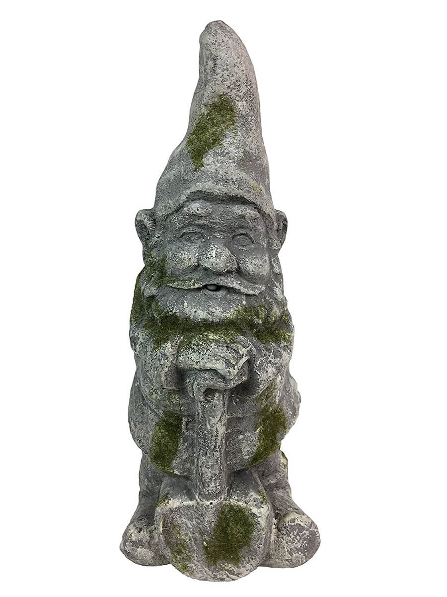 garden gnome with moss on it, vintage garden gnomes