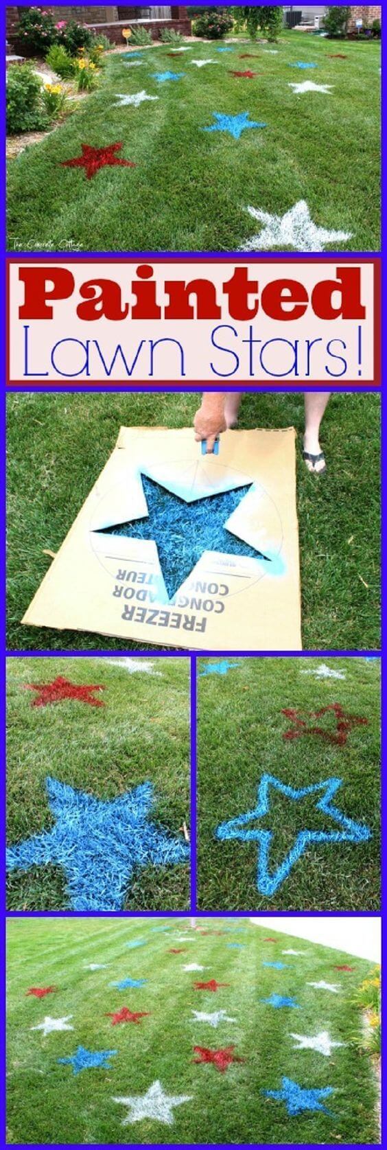 Painted lawn stars for the 4th of July