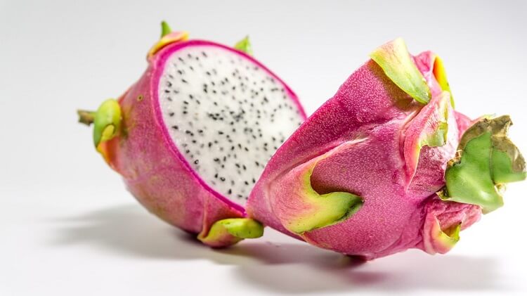 Dragon fruit cut in half