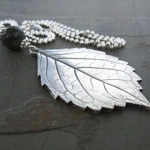 leaf silver necklace