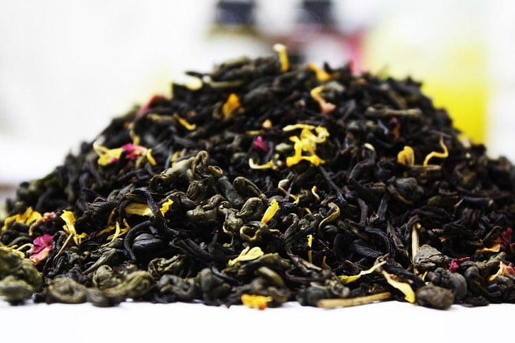 Black tea mixed with herbs