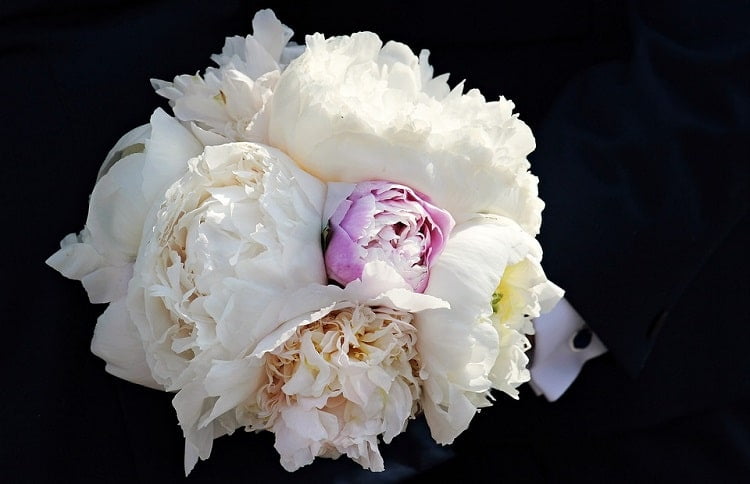 White and pink peony bridal bouquet