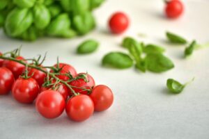 tomatoes, basil, food