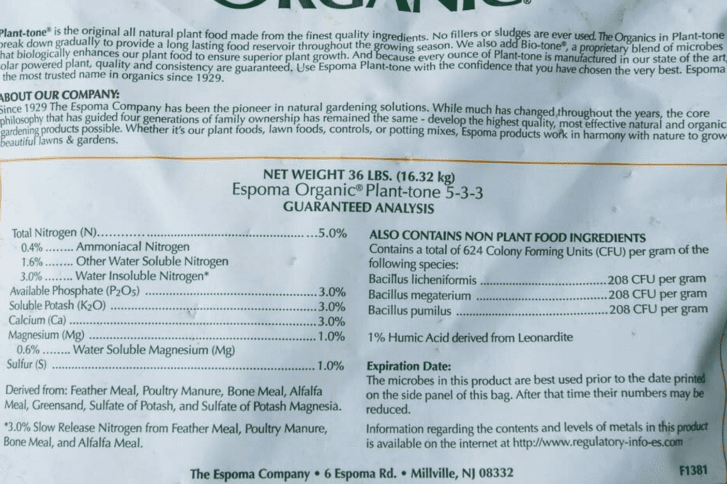 Instructions on the Fertilizer Package