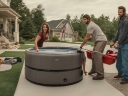 how to move a hot tub from driveway to backyard