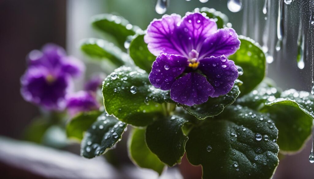 African Violet leaf care and water spots prevention
