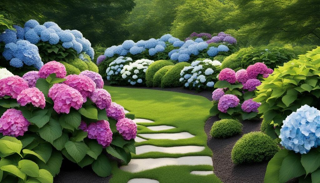 Hydrangeas in a garden