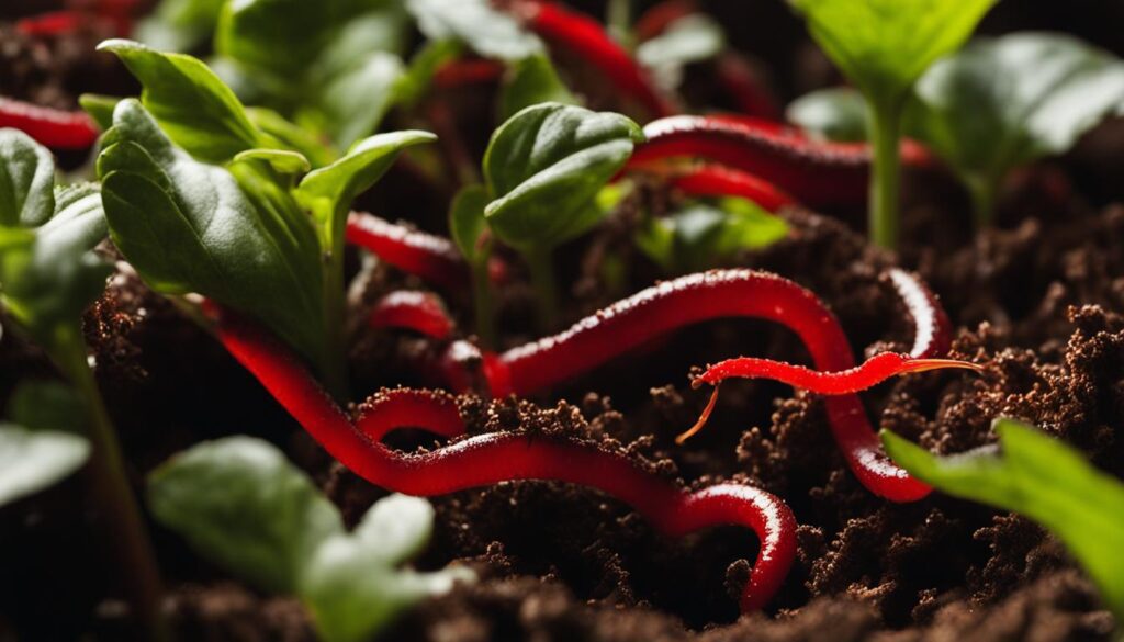 Red Wigglers in Potted Plants