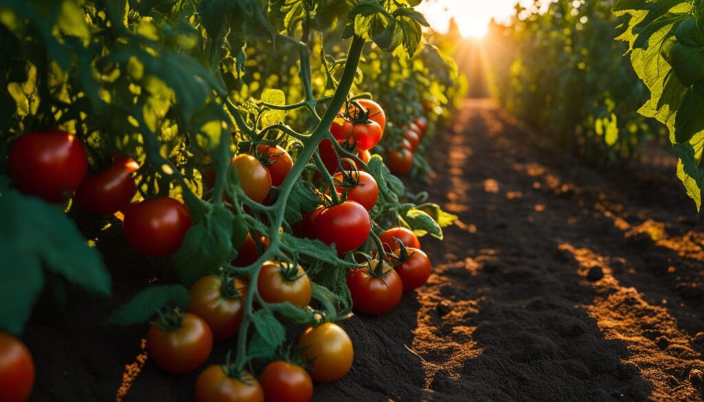 Tomato plants in sunlight