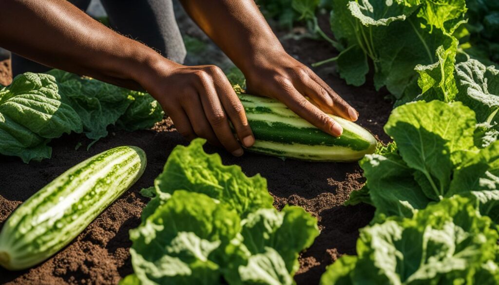 harvest lettuce and cucumber
