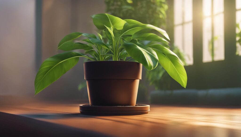 leaning potted plant