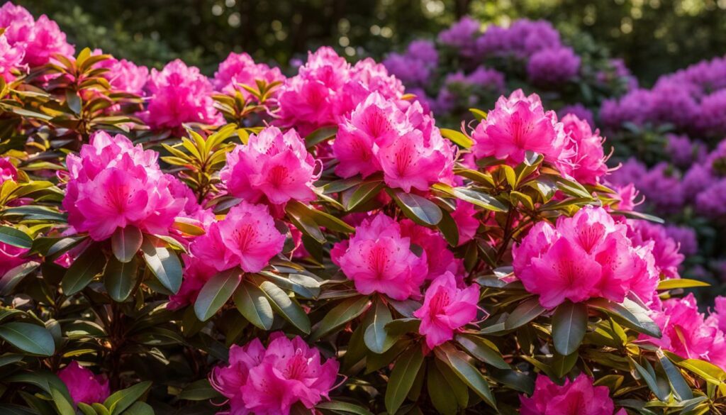 rhododendron in sunlight