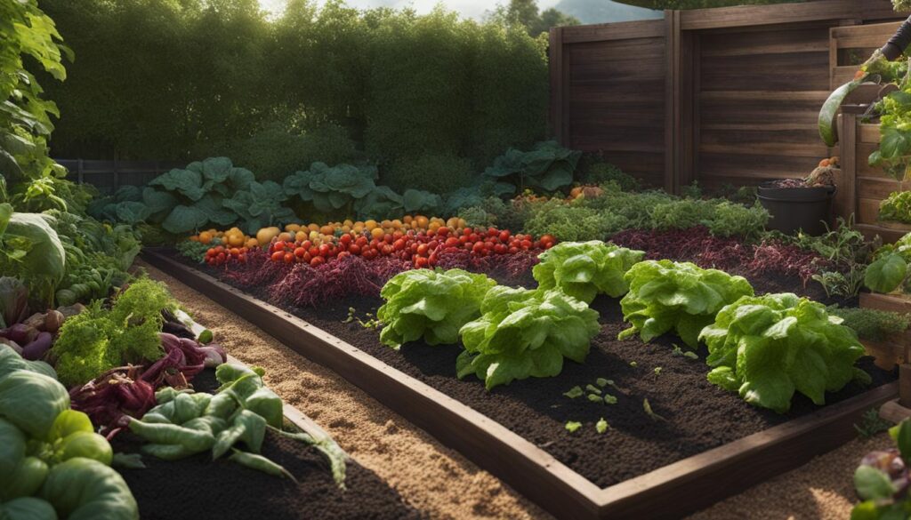 vegetable garden with compost