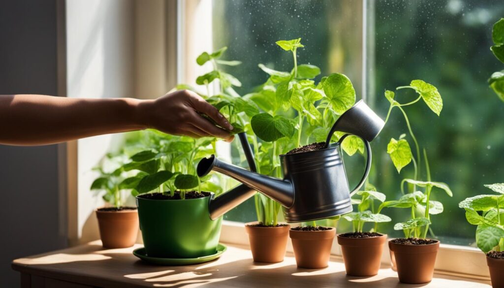 watering indoor cucumber plants