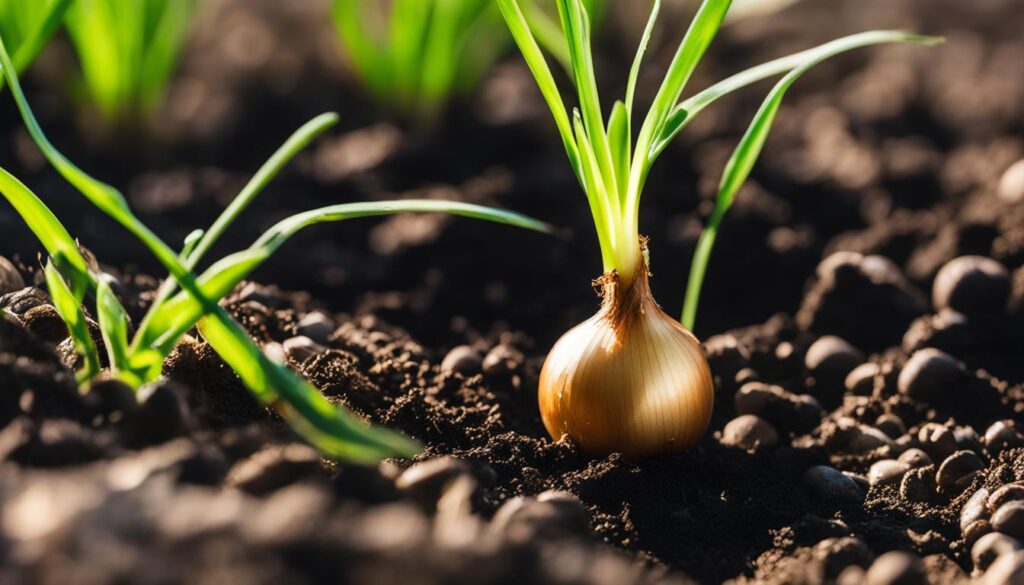 Growing onion sprouts