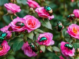 Japanese Beetles On Roses