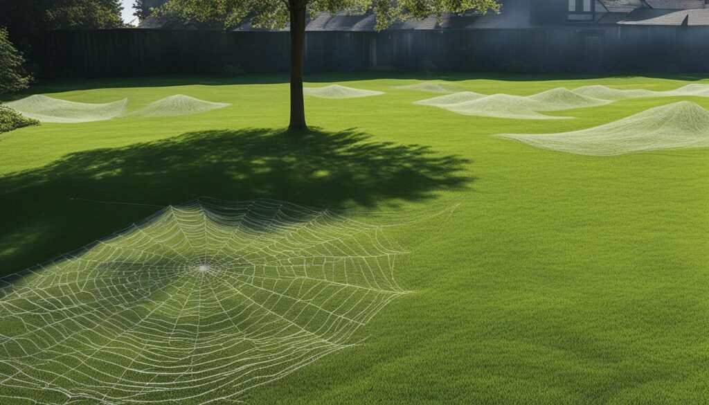 Removing spider webs in grass
