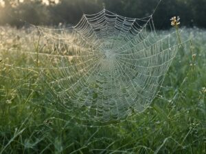 Spider Webs In Grass