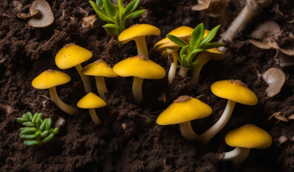 Yellow Mushrooms In Plants