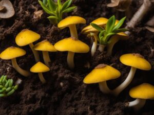 Yellow Mushrooms In Plants