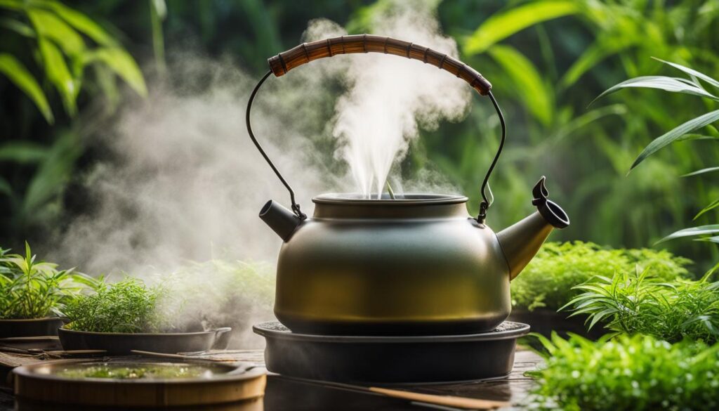 boiling water for bamboo