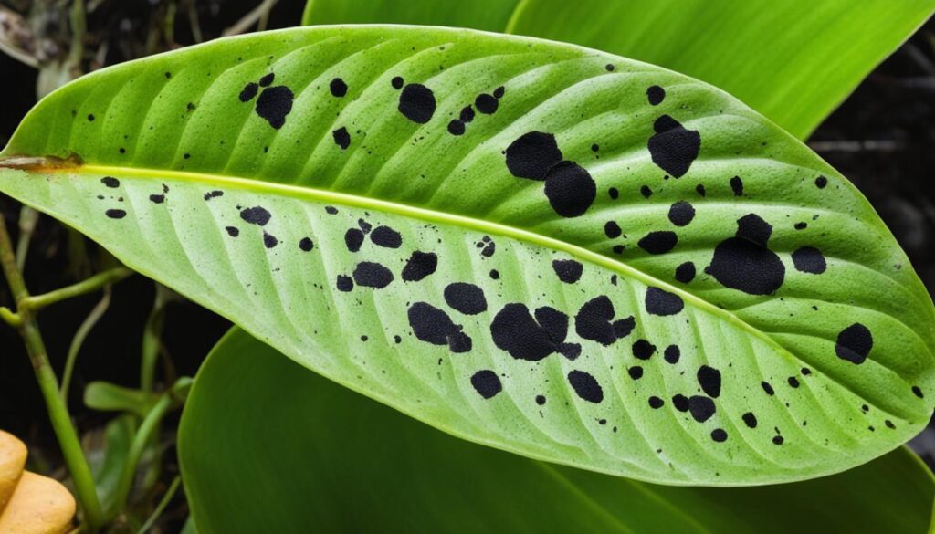 causes of black spots on orchid leaves
