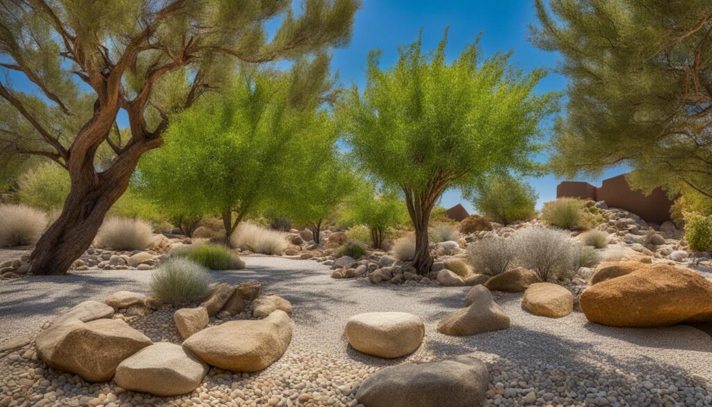 drought-resistant trees in xeriscaping