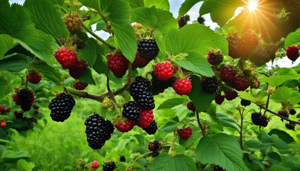 fruit trees and blackberries