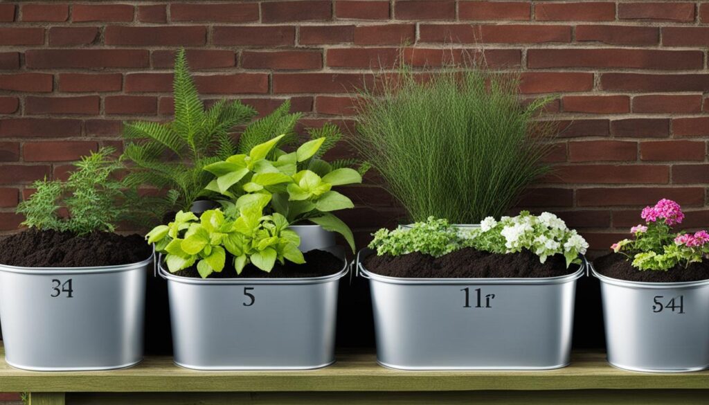 soil volume requirements for common container sizes
