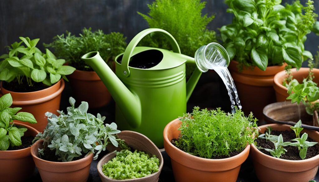 watering herbs