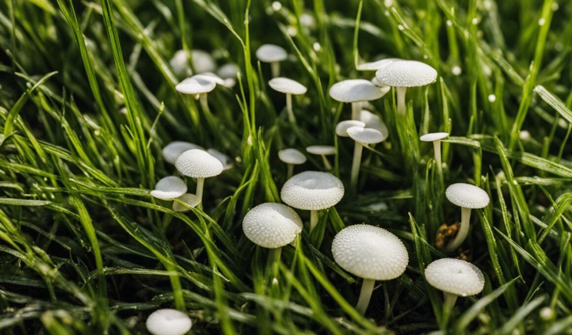 white fungus on grass