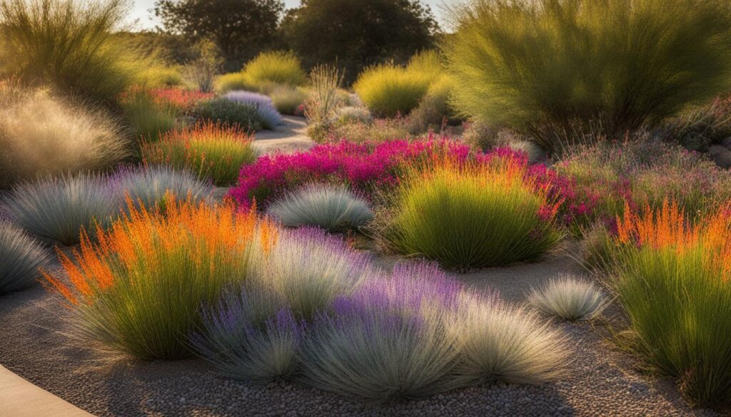 xeriscaping with native grasses and flowers