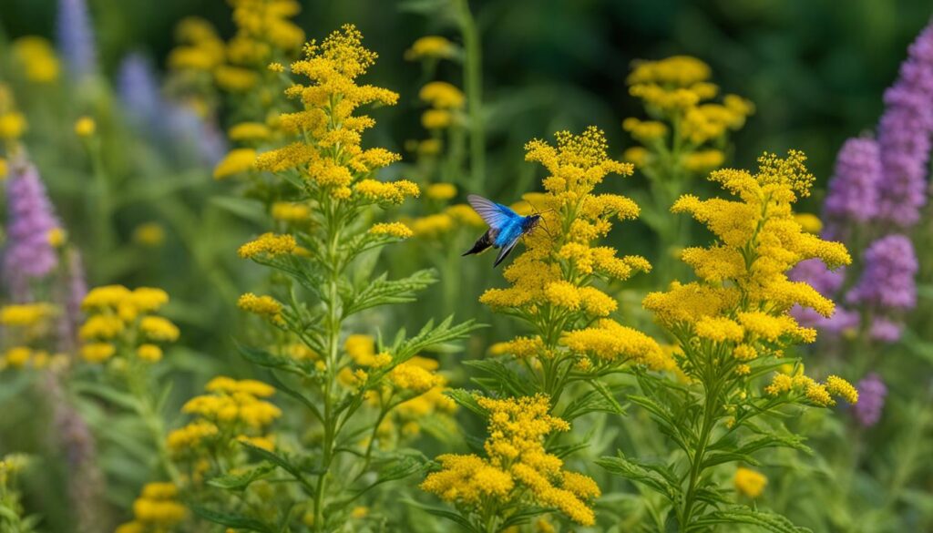 Blue-Stemmed Goldenrod in a Connecticut pollinators garden