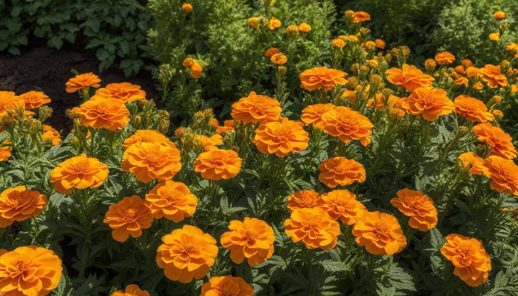 Golden Marigolds in Idaho Garden