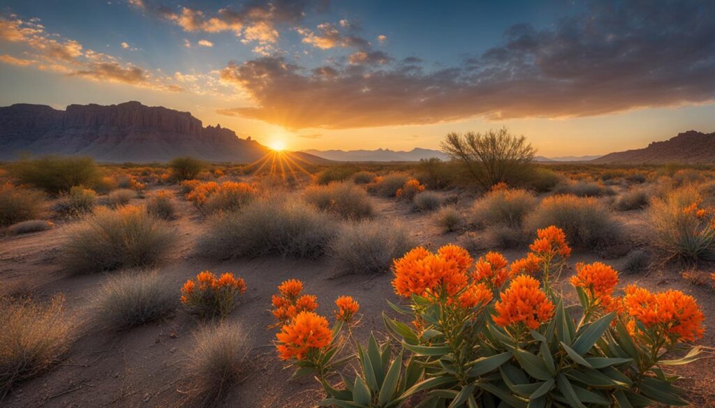 Vibrant butterfly weed plant in Arizona desert