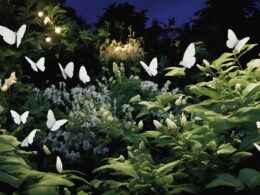 White Moths In Garden