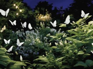 White Moths In Garden